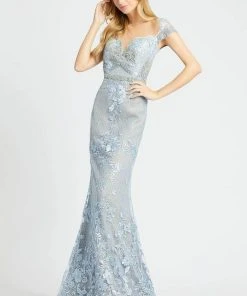 Mac Duggal - 79182D Bead And Lace Embellished Sheath Dress Formal Gowns