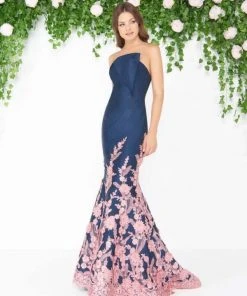 Formal Gowns Mac Duggal - 80761D Floral Lace Pleated Mermaid Dress