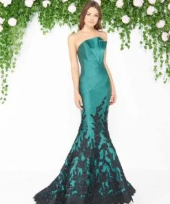 Formal Gowns Mac Duggal - 80761D Floral Lace Pleated Mermaid Dress