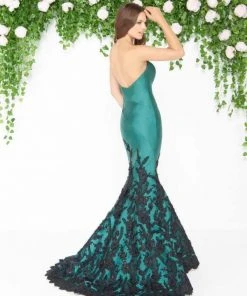 Formal Gowns Mac Duggal - 80761D Floral Lace Pleated Mermaid Dress