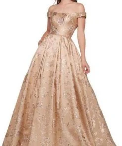 Formal Gowns Mac Duggal Ballgowns - 40893H Off Shoulder Floral Brocade Ballgown 12 Formal Gowns Mac Duggal Ballgowns - 40893H Off Shoulder Floral Brocade Ballgown