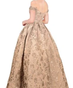 Formal Gowns Mac Duggal Ballgowns - 40893H Off Shoulder Floral Brocade Ballgown 13 Formal Gowns Mac Duggal Ballgowns - 40893H Off Shoulder Floral Brocade Ballgown