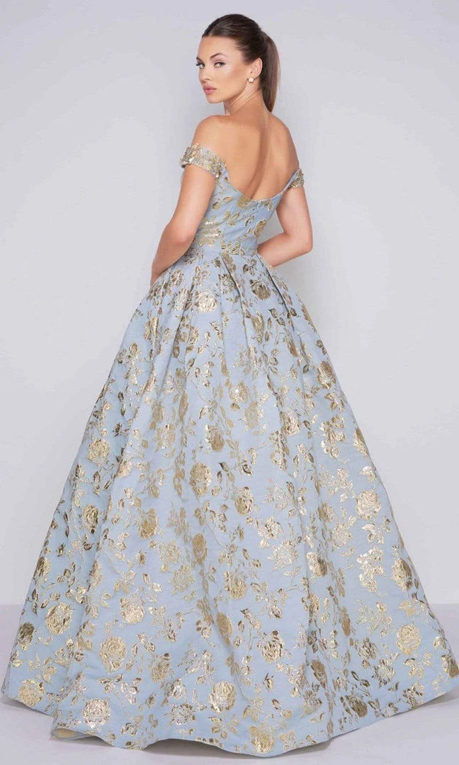 Formal Gowns Mac Duggal Ballgowns - 40893H Off Shoulder Floral Brocade Ballgown 4 Formal Gowns Mac Duggal Ballgowns - 40893H Off Shoulder Floral Brocade Ballgown