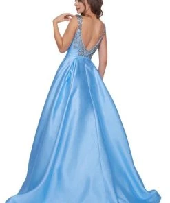 Mac Duggal Ballgowns - 66532H Embellished V-neck Ballgown With Train