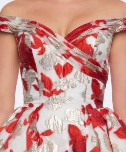 Formal Gowns Mac Duggal Ballgowns - 66588H Off Shoulder Metallic Print Ballgown 6 Formal Gowns Mac Duggal Ballgowns - 66588H Off Shoulder Metallic Print Ballgown