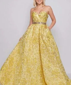 Mac Duggal Ballgowns - 66719H Sweetheart Metallic Floral Ballgown