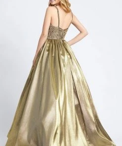 Formal Gowns Mac Duggal Ballgowns - 66743H Paisley-Beaded Bodice Metallic Ballgown