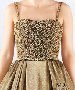 Formal Gowns Mac Duggal Ballgowns - 66743H Paisley-Beaded Bodice Metallic Ballgown