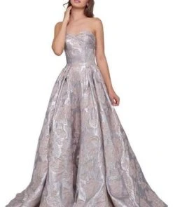 Formal Gowns Mac Duggal Ballgowns - 66947H Sweetheart Floral Brocade Ballgown