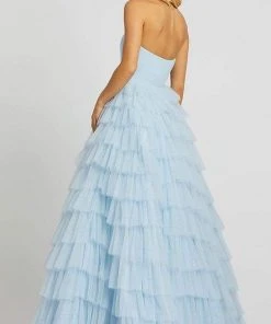 Mac Duggal Ballgowns - 67396H Tiered Skirt Mesh Long Dress