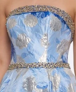 Mac Duggal Ballgowns - 67602H Embroidered Strapless Pleated Ballgown