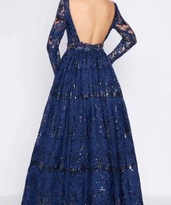 Mac Duggal Ballgowns - 67682H Long Sleeve Sequined Lace Ballgown 6 Mac Duggal Ballgowns - 67682H Long Sleeve Sequined Lace Ballgown