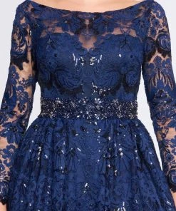 Mac Duggal Ballgowns - 67682H Long Sleeve Sequined Lace Ballgown 7 Mac Duggal Ballgowns - 67682H Long Sleeve Sequined Lace Ballgown