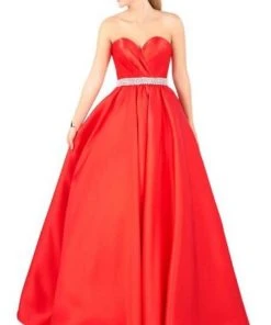 Mac Duggal Ballgowns - 67685H Jeweled Belt Strapless Sweetheart Gown Formal Gowns