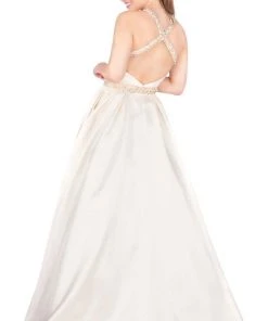 Mac Duggal Ballgowns - 77498H Bedazzled Pleated Ballgown With Train