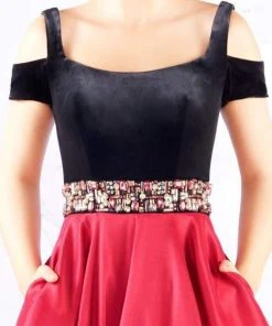 Mac Duggal Ballgowns - 77506H Cold Shoulder Fitted Ballgown Formal Gowns