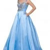 Formal Gowns Mac Duggal Ballgowns - Embellished Vneck W Train In Powder Blue 66532H
