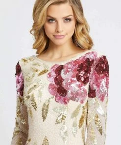 Formal Gowns Mac Duggal - Bateau Multi-Color Long Dress 4566R - 1 Pc Black Red Multi In Size 10 Available