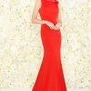 Mac Duggal - Beaded Rolled Collar Mermaid Evening Gown 12094R - 1 Pc Red In Size 10 Available 2 Mac Duggal - Beaded Rolled Collar Mermaid Evening Gown 12094R - 1 Pc Red In Size 10 Available