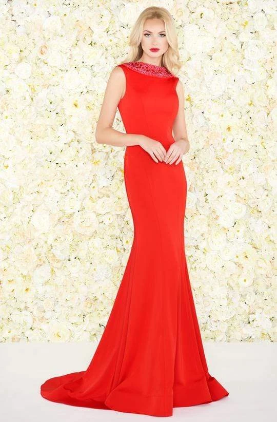 Mac Duggal - Beaded Rolled Collar Mermaid Evening Gown 12094R - 1 Pc Red In Size 10 Available 3 Mac Duggal - Beaded Rolled Collar Mermaid Evening Gown 12094R - 1 Pc Red In Size 10 Available