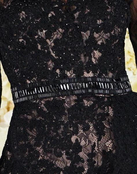 Mac Duggal Black White Red - 12183R Embellished Lace High Low Dress 5 Mac Duggal Black White Red - 12183R Embellished Lace High Low Dress