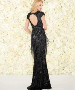 Mac Duggal Black White Red - 4898R Embellished Illusion Jewel Dress Formal Gowns 7 Mac Duggal Black White Red - 4898R Embellished Illusion Jewel Dress Formal Gowns