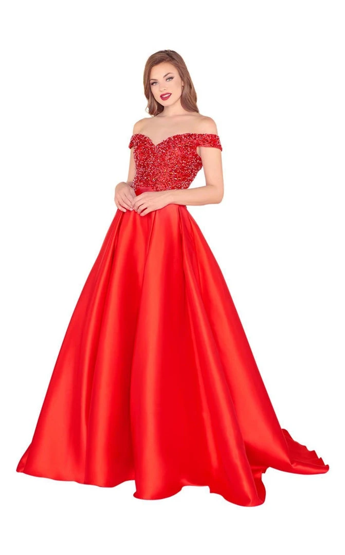 Formal Gowns Mac Duggal Black White Red - 62905R Bejeweled Mikado Ballgown 3 Formal Gowns Mac Duggal Black White Red - 62905R Bejeweled Mikado Ballgown