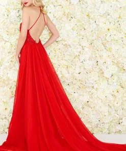 Formal Gowns Mac Duggal Black White Red - 66573R Sequined Lace Dress With Overskirt 6 Formal Gowns Mac Duggal Black White Red - 66573R Sequined Lace Dress With Overskirt