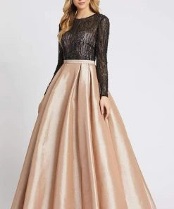 Formal Gowns Mac Duggal Couture - 12121D Long Sleeves Illusion Jewel Ballgown