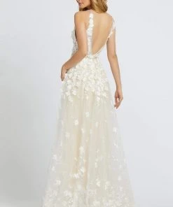 Mac Duggal Couture - 12145D Floral Applique V-neck A-line Dress