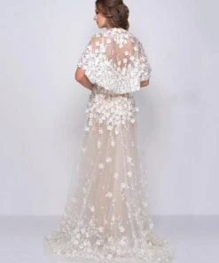 Mac Duggal Couture - 12145D Floral Applique V-neck A-line Dress