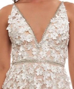 Mac Duggal Couture - 12145D Floral Applique V-neck A-line Dress