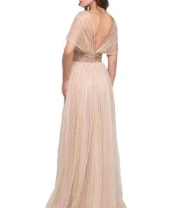 Formal Gowns Mac Duggal Couture - 12174D Beaded V-neck A-line Dress With Train