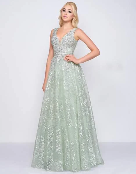 Mac Duggal Couture - 20109D Sequined Plunging V-neck A-line Dress Formal Gowns 3 Mac Duggal Couture - 20109D Sequined Plunging V-neck A-line Dress Formal Gowns