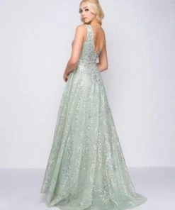 Mac Duggal Couture - 20109D Sequined Plunging V-neck A-line Dress Formal Gowns 6 Mac Duggal Couture - 20109D Sequined Plunging V-neck A-line Dress Formal Gowns