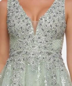 Mac Duggal Couture - 20109D Sequined Plunging V-neck A-line Dress Formal Gowns 7 Mac Duggal Couture - 20109D Sequined Plunging V-neck A-line Dress Formal Gowns