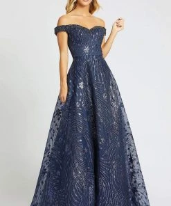 Mac Duggal Couture - 20111D Off Shoulder Cluster Sequined A-Line Gown Formal Gowns