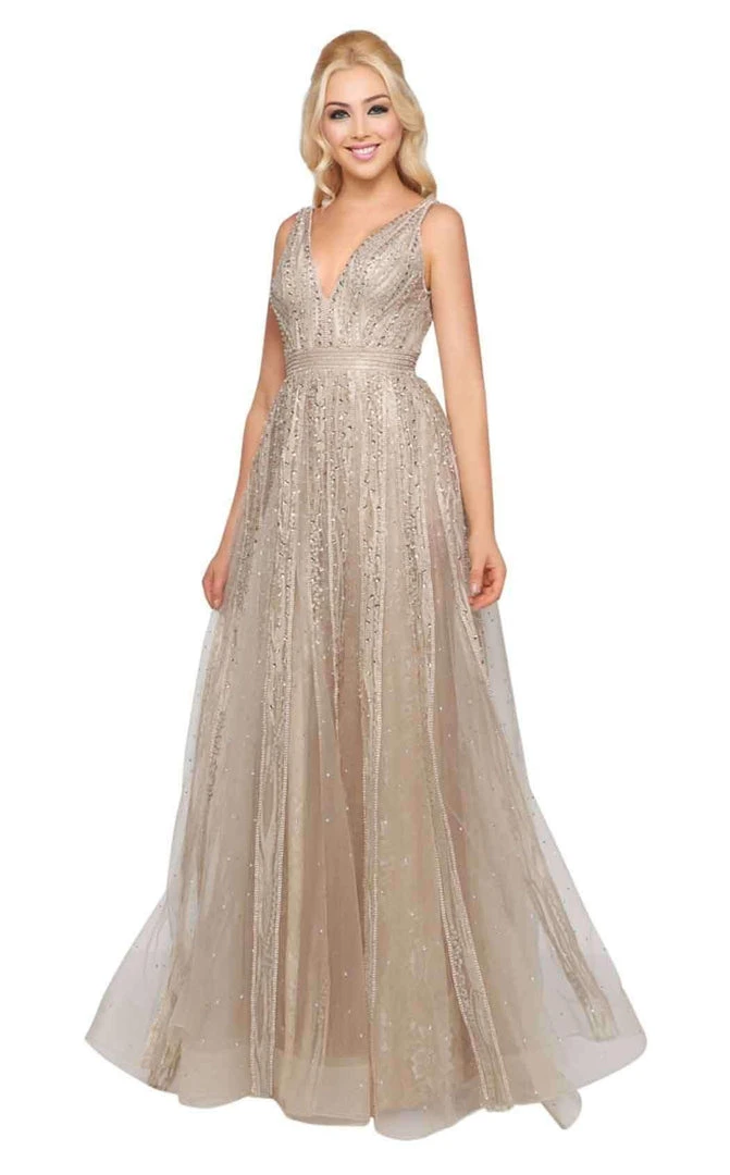 Formal Gowns Mac Duggal Couture - 50514D Beaded Deep V-neck A-line Dress 3 Formal Gowns Mac Duggal Couture - 50514D Beaded Deep V-neck A-line Dress