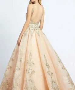 Formal Gowns Mac Duggal Couture - 50525D Bedazzled Deep V-neck Pleated A-line Dress