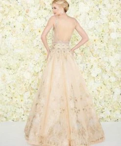 Formal Gowns Mac Duggal Couture - 50525D Bedazzled Deep V-neck Pleated A-line Dress