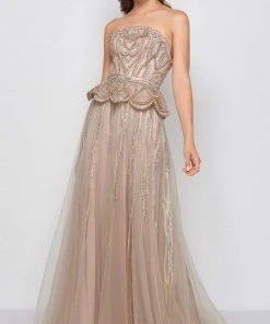 Mac Duggal Couture - 50561D Strapless Embellished Peplum A-line Dress Formal Gowns