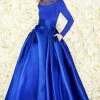 Mac Duggal - Embellished Long Sleeves Ballgown 12093R - 1 Pc Midnight Blue In Size 4 Available Formal Gowns