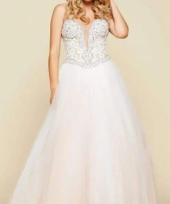 Mac Duggal Embellished Strapless Long Gown In Ivory/Nude 65357H - 1 Pc Ivory/Nude In Size 10 Available Formal Gowns