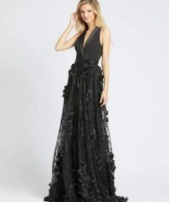 Formal Gowns Mac Duggal Evening - 12264D Floral Applique A-Line Evening Dress