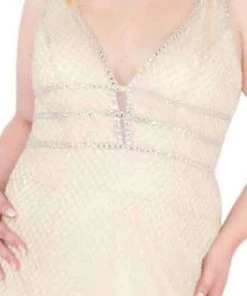 Mac Duggal Fabulouss - 4850F Beaded Plunging V-neck Sheath Dress