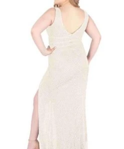 Mac Duggal Fabulouss - 4850F Beaded Plunging V-neck Sheath Dress