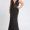 Formal Gowns Mac Duggal Fabulouss - 48895F Crystal Beaded Deep V-neck Trumpet Dress
