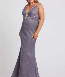 Formal Gowns Mac Duggal Fabulouss - 48895F Crystal Beaded Deep V-neck Trumpet Dress