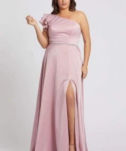 Formal Gowns Mac Duggal Fabulouss - 48979F Ruffled Sleeve Asymmetric Long Dress