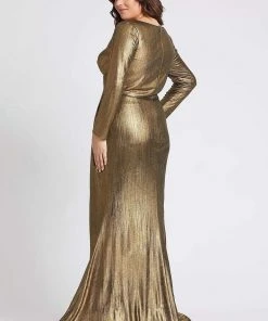 Mac Duggal Fabulouss - 49073F Long Sleeves Golden Long Dress